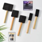 Multipurpose Sponge Brush Set (5 Pcs) with Wooden Handles ?Foam Paint Applicator - Image 2