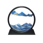 3D Moving Sand Art Picture | Liquid Motion Decor | Relaxing Sandscape for Home & Office | Round Glass Frame (1 Pc)
