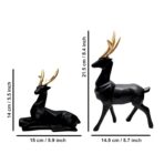 Set of 2 - Black Lucky Deer Handicraft Resin Animal Showpiece for Home & Office Decor - Elegant Black Sculptures - Sitting & Standing Figurines Decor Accent - Image 5