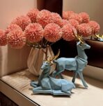 Set of 2 - Blue Lucky Deer Handicraft Resin Animal Showpiece for Home & Office Decor - Elegant Black Sculptures - Sitting & Standing Figurines Decor Accent - Image 8